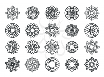 Ornamental floral abstract vector circular mehndi ornament set