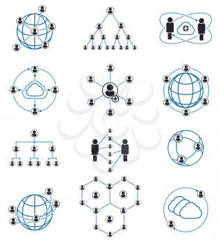 Connection and network People signs. People connection icons and people network icons. Vector illustration