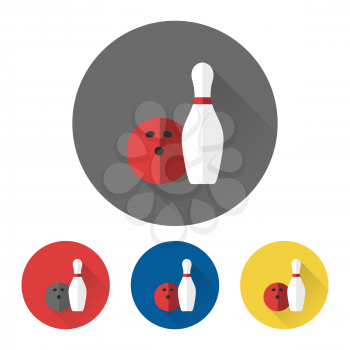 Bowling icons vector skittle and bowling ball