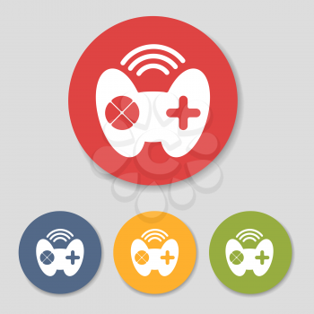 Flat joystick icons in colorful circles set vector illustration
