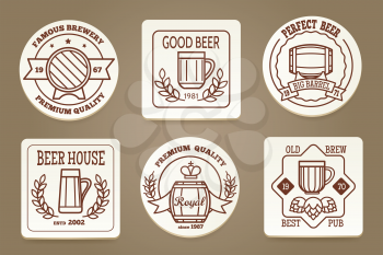 Beer or drink coaster. Beverage and emblems vector illustration