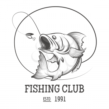 Fishing club logo with fly fish vector illustration