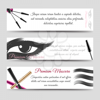 Cosmetics horizontal banners template vector mascara ads