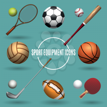 Sport equipment icons. Sports elements vector illustration
