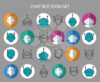 Chat bot icons. Virtual chatter assistant vector signs
