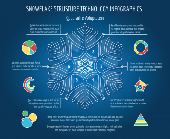 Xmas snowflakes infographics. Vector snowflake and thin line charts