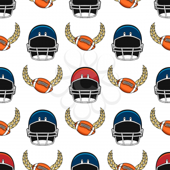 American football seamless pattern with equipment elements. Sport background vector illustration