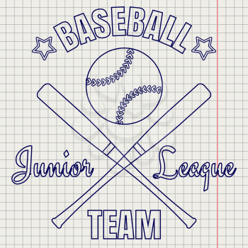 Lined baseball logo on notebook page vector illustration