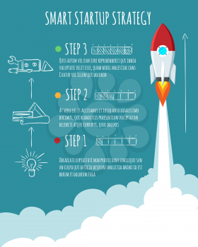 Rocket ship launch. Start Up concept vector illustration