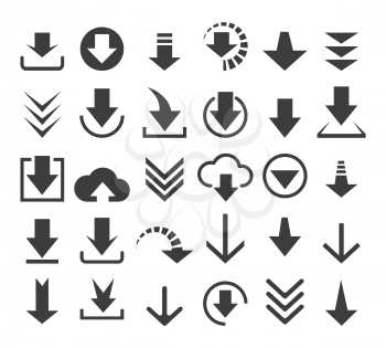 Download file icons or vector down load arrows signs