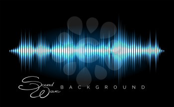 Abstract sound wave vector background. Stereo audio waveform poster