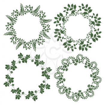Decorative floral frames isolated on white background. Vector eco circle banners design