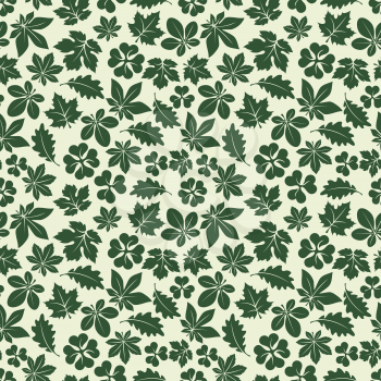 Nature seamless pattern with green leaves vector illustration