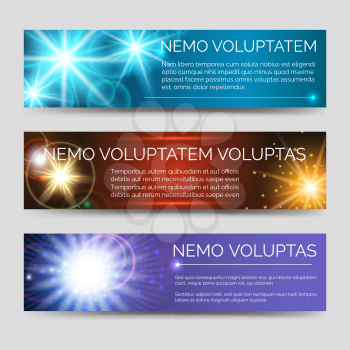Abstract colorful banners with multicolor flashes of light. Vector illustration
