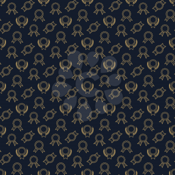 Golden winner badge or victory prizes seamless pattern. Vector illustration