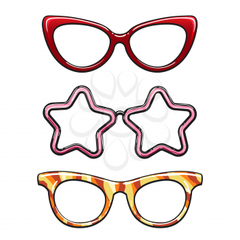 Colorful eyeglass frames isolated on white background. Vector illustration