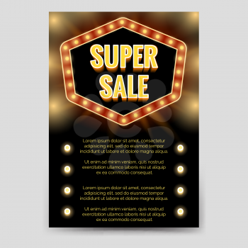 Shining super sale brochure flyer template, Vector illustration
