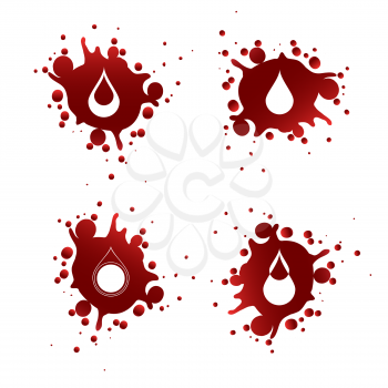 Blood splashes with white drops isolated on white background. Vector illustration