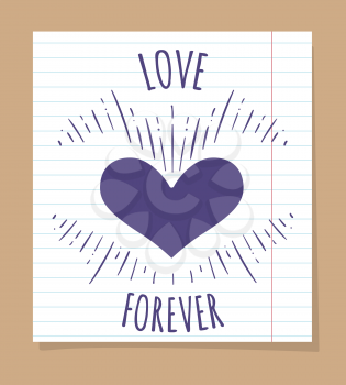 Love forever poster on linear page, vector illustration