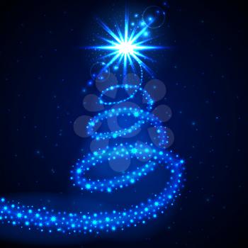 Christmas star with glowing tail, decorative vector background