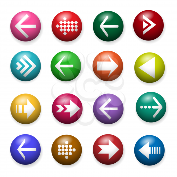 Navigation arrow button. Left and right, forward and back website arrows icons infographic set