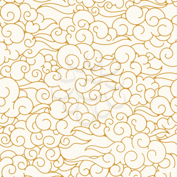 Oriental clouds pattern. Chinese or japanese sky ornament texture, asian clouds background