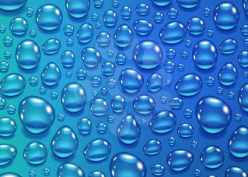 Water drops on the blue background, vector illustration