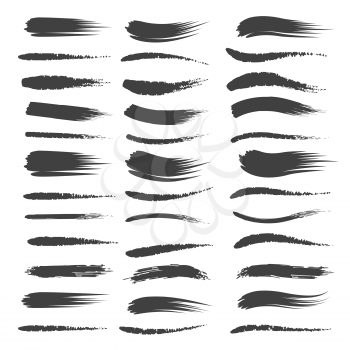 Black brushstroke set isolated on white background. Vector artistic stroke brush or inked paintbrush collection