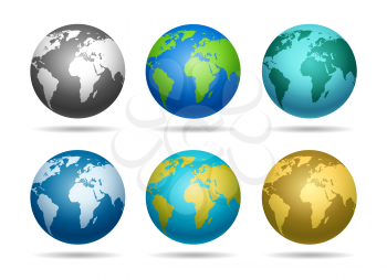 Globe earth. Blue and green europe detailed map world sphere vector illustration