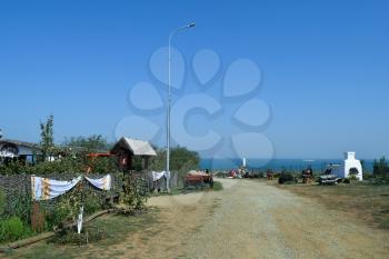 Russia, Ataman - 26 September 2015: Street of the village leader. Heritage Village - a museum.