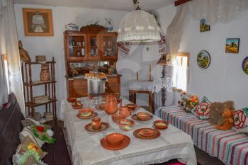 The kitchen in the house Cossack. Recreating the image of an ancient Cossack way of life in the village.