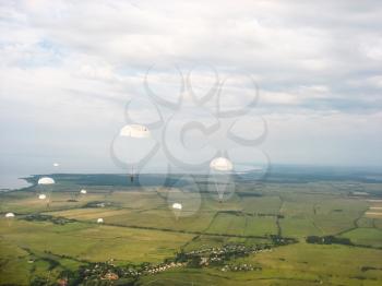 Parachute jumps. Preparation of the Russian special troops for landing.