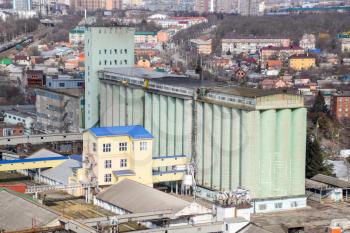 City landscape. Grain elevator in the center of Krasnodar.