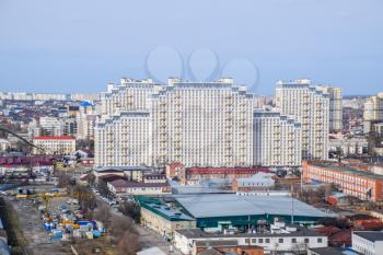 City landscape. The view from the heights of the 24th floor. Krasnodar city. Urban view