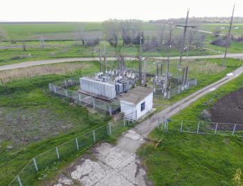 Electrical substation for power supply to an industrial facility. Equipment of a high-voltage transformer station.