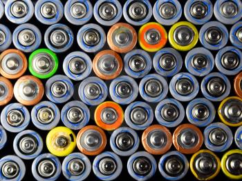 Salt and alkaline batteries, a source of energy for portable technology. AAA and AA batteries