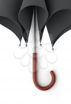Dark umbrella isolated on white background. 3D illustration