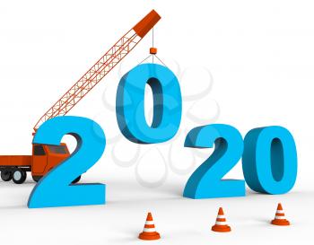 Two Thousand Twenty Indicating New Year 2020 3d Rendering