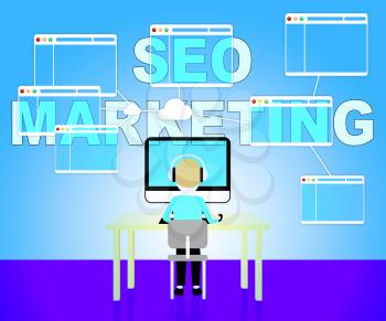 Seo Marketing Showing Search Engines 3d Illustration