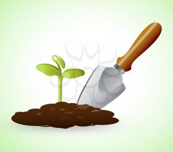 Gardening Trowel Representing Grow Flowers 3d Illustration