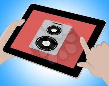 Music On Tablet Indicating Songs 3d Illustration