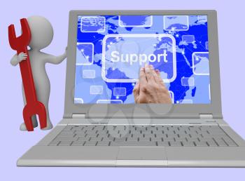 Support Laptop Shows Help And Assistance Online 3d Rendering