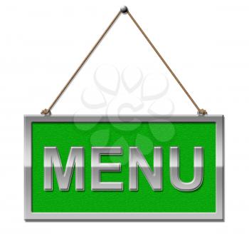 Menu Sign Indicating Restaurant Ordering 3d Illustration