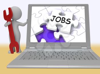 Jobs Puzzle Showing Employment Guidance 3d Rendering