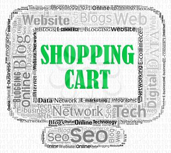 Shopping Cart Indicating On-Line Purchase And Computers