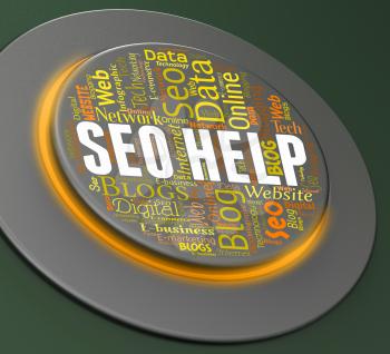 Seo Help Meaning Push Button And Website
