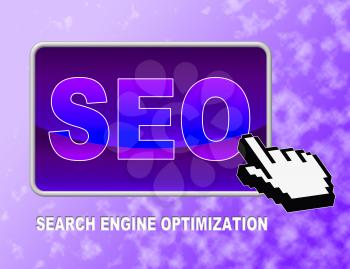 Seo Button Showing Search Engines And Web