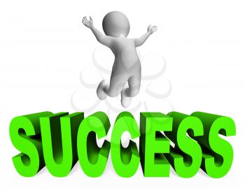 Success Character Meaning Triumphant Successful And  3d Rendering