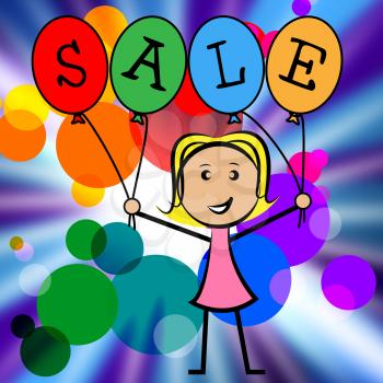Sale Balloons Meaning Young Woman And Sales