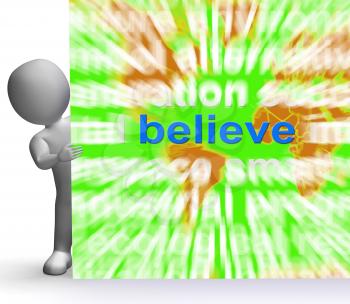 Believe Word Cloud Sign Showing Accepting Idea Faith Trust